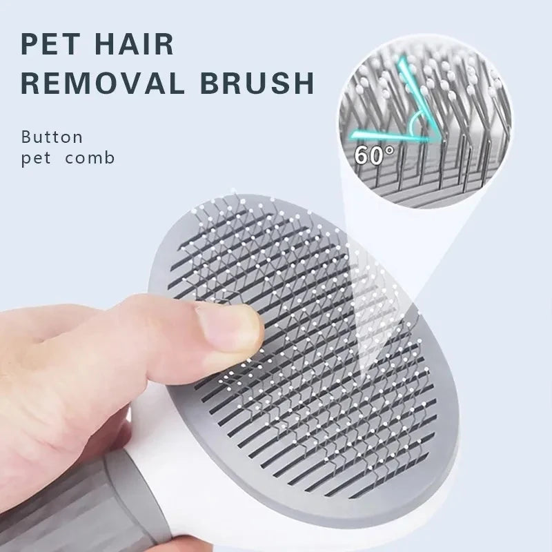 One-Click Self-Cleaning Pet Brush for Dogs & Cats