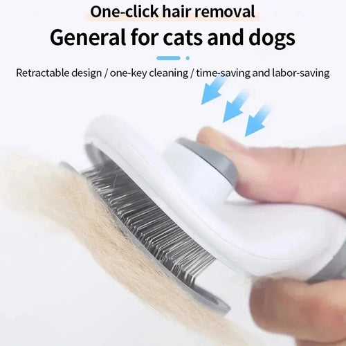 One-Click Self-Cleaning Pet Brush for Dogs & Cats