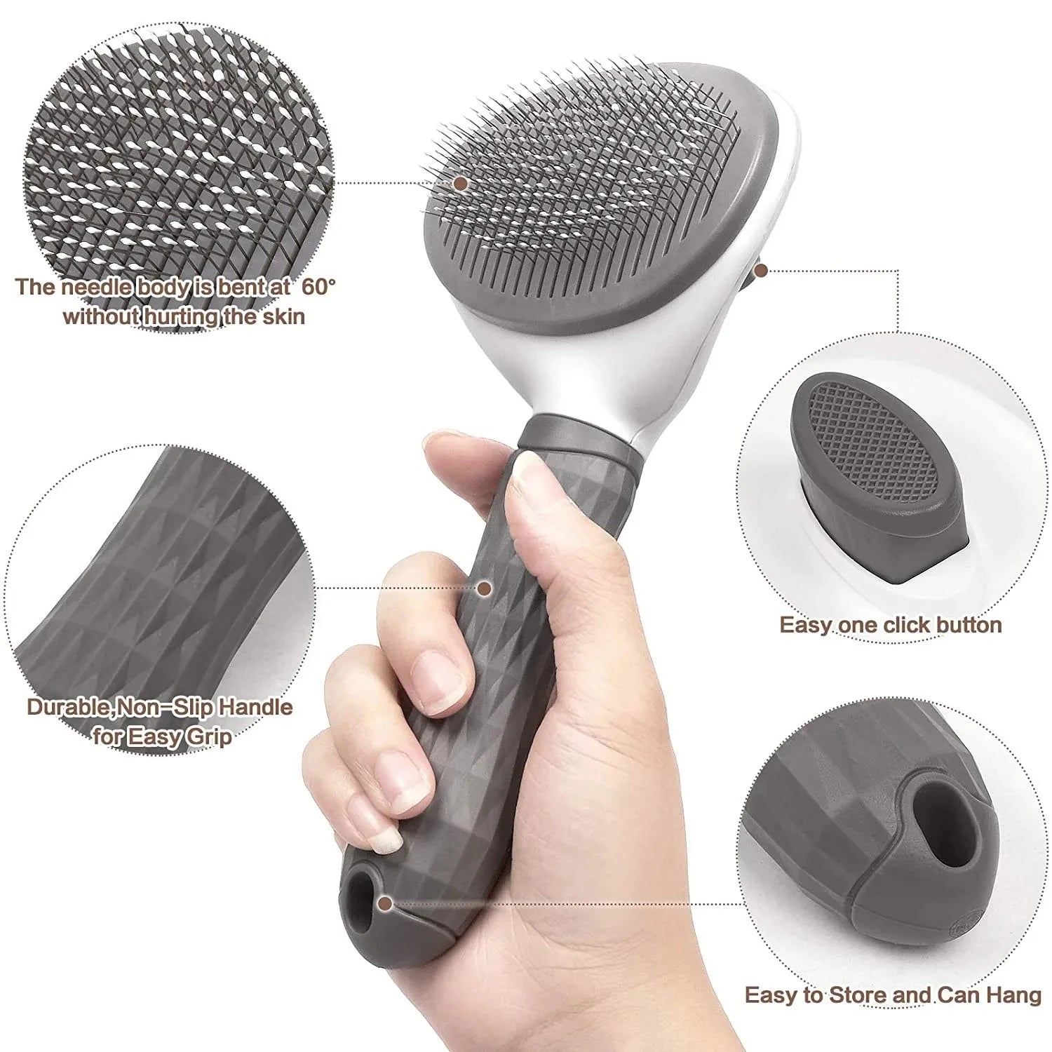 One-Click Self-Cleaning Pet Brush for Dogs & Cats