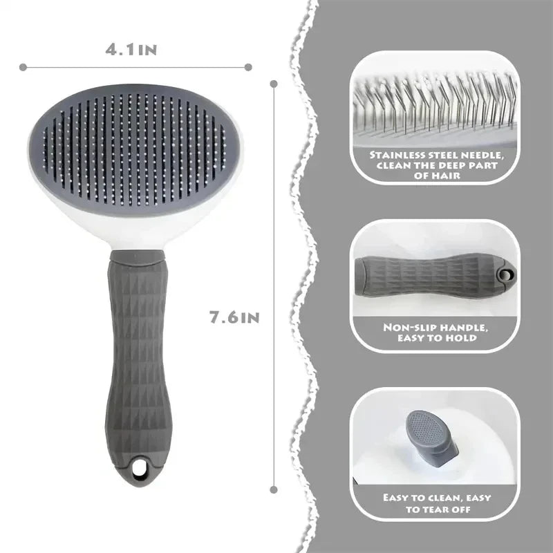 One-Click Self-Cleaning Pet Brush for Dogs & Cats