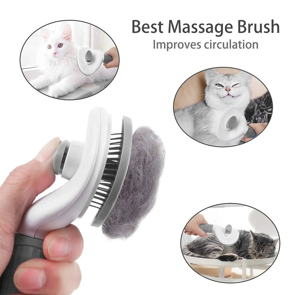 One-Click Self-Cleaning Pet Brush for Dogs & Cats
