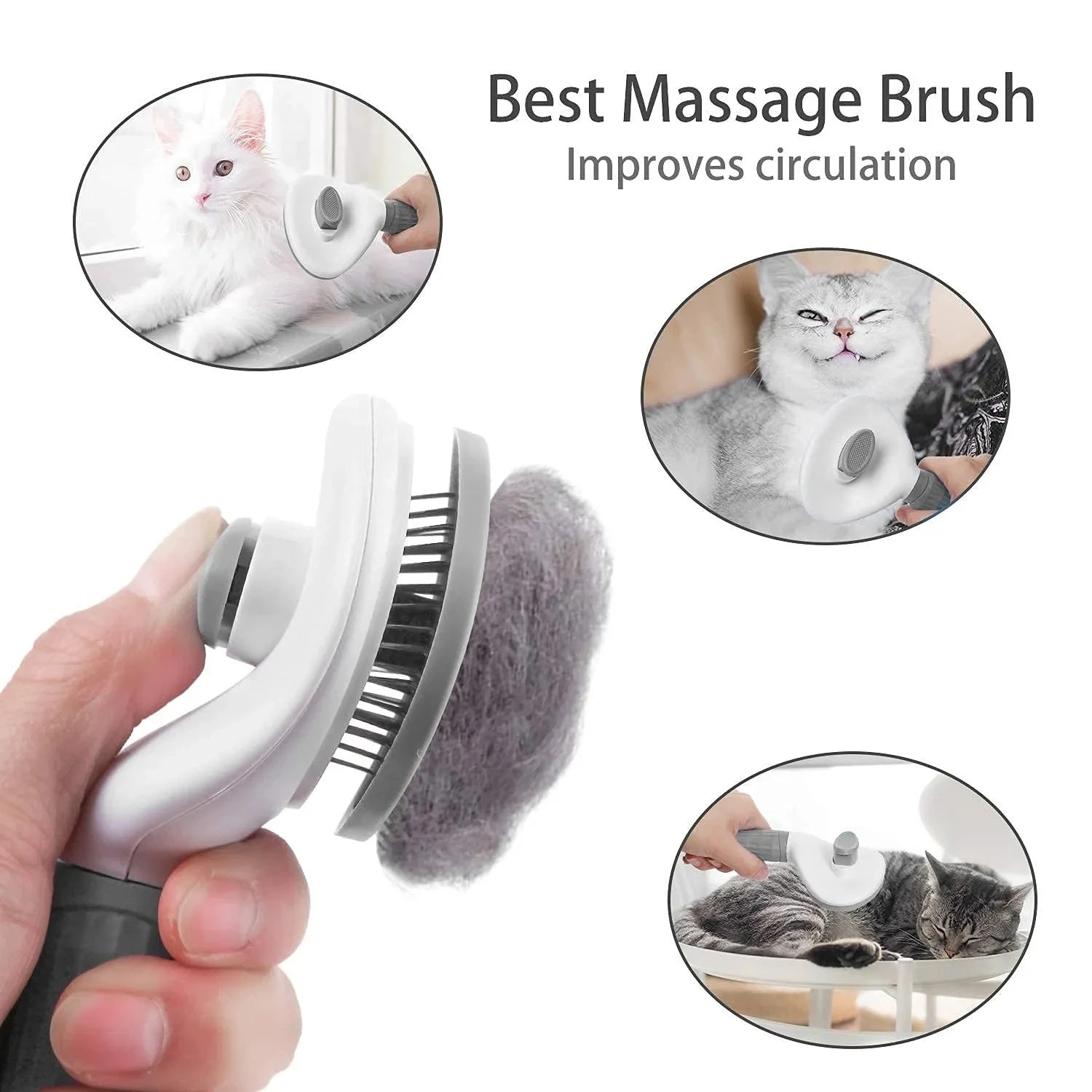 One-Click Self-Cleaning Pet Brush for Dogs & Cats