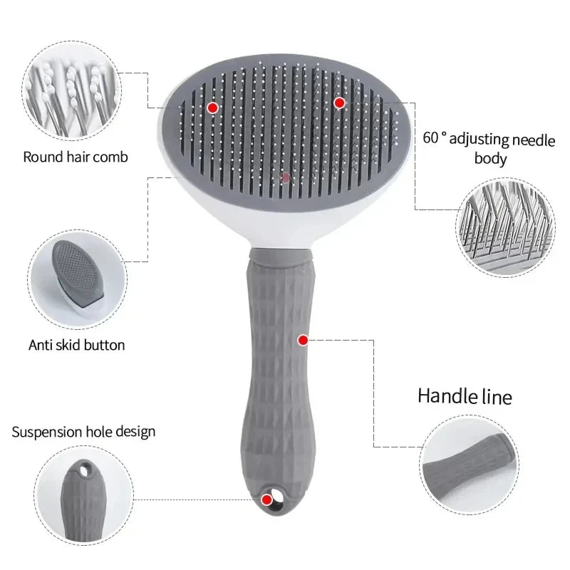 One-Click Self-Cleaning Pet Brush for Dogs & Cats